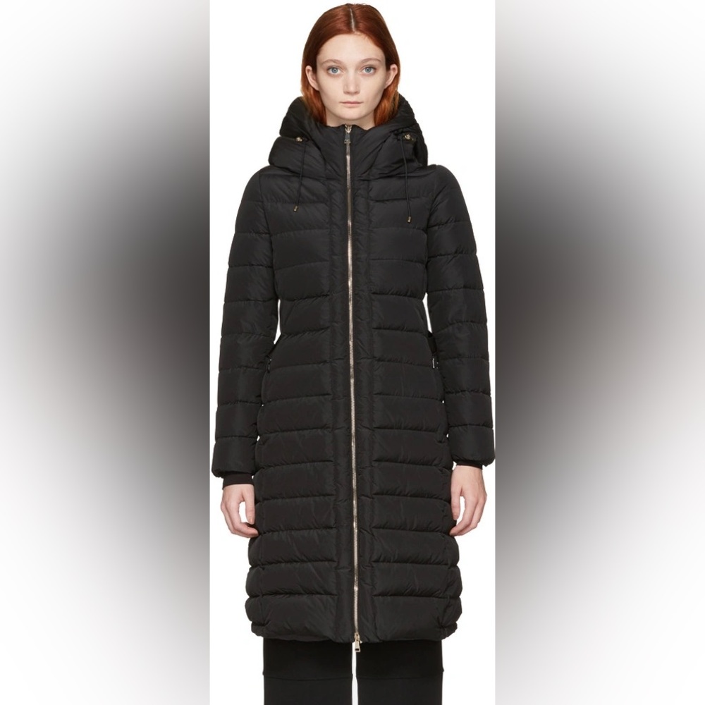 MONCLER IMIN Long Quilted Hooded Puffer Coat in Black